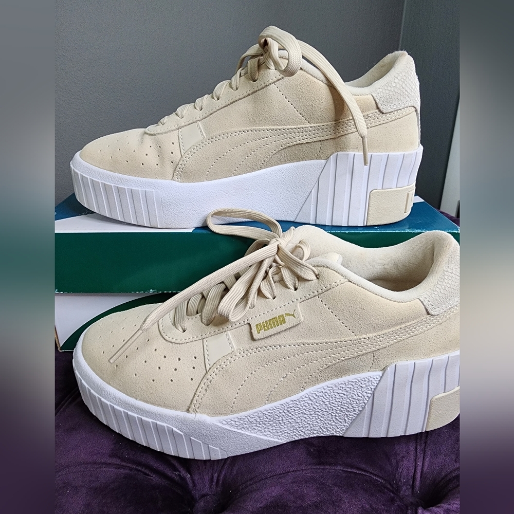 Puma Cali Wedge Platform Sneaker in Cream